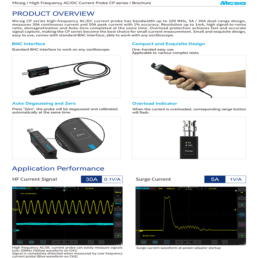 Micsig Hoge Frequentie CP1003B - Current Probe Ac Dc 50Mhz Oscilloscope recensie en prijs