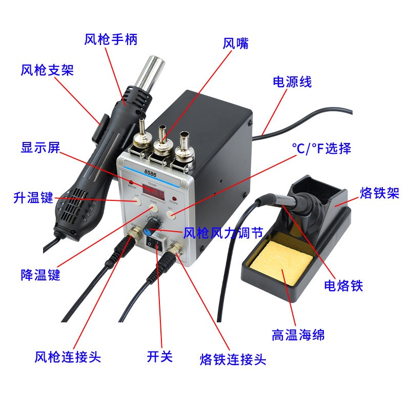 8586 2-in-1 soldeer- en repara - Smd Rework Station Hot Air Soldering 2 In 1 recensie en prijs